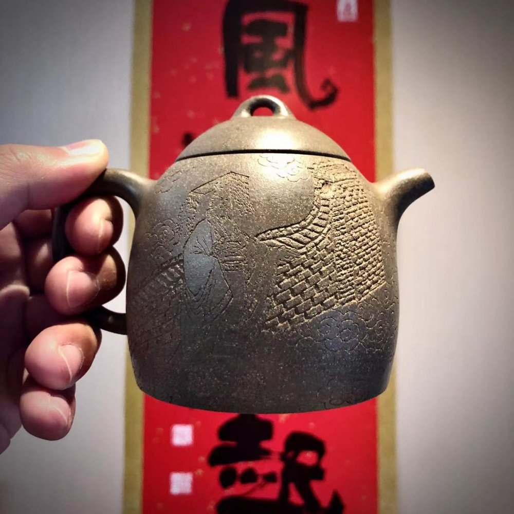 Chinese style pure handmade purple clay teapot